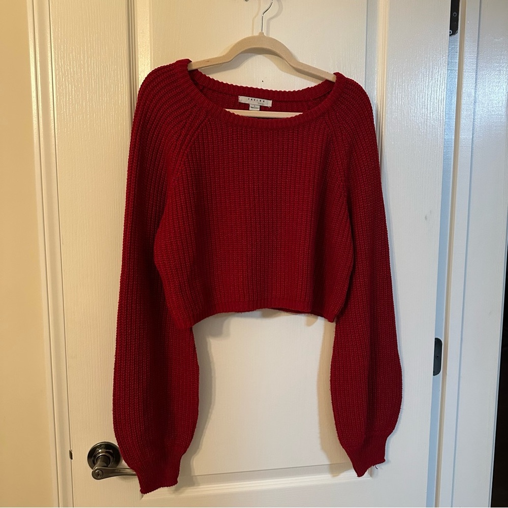cropped red sweater